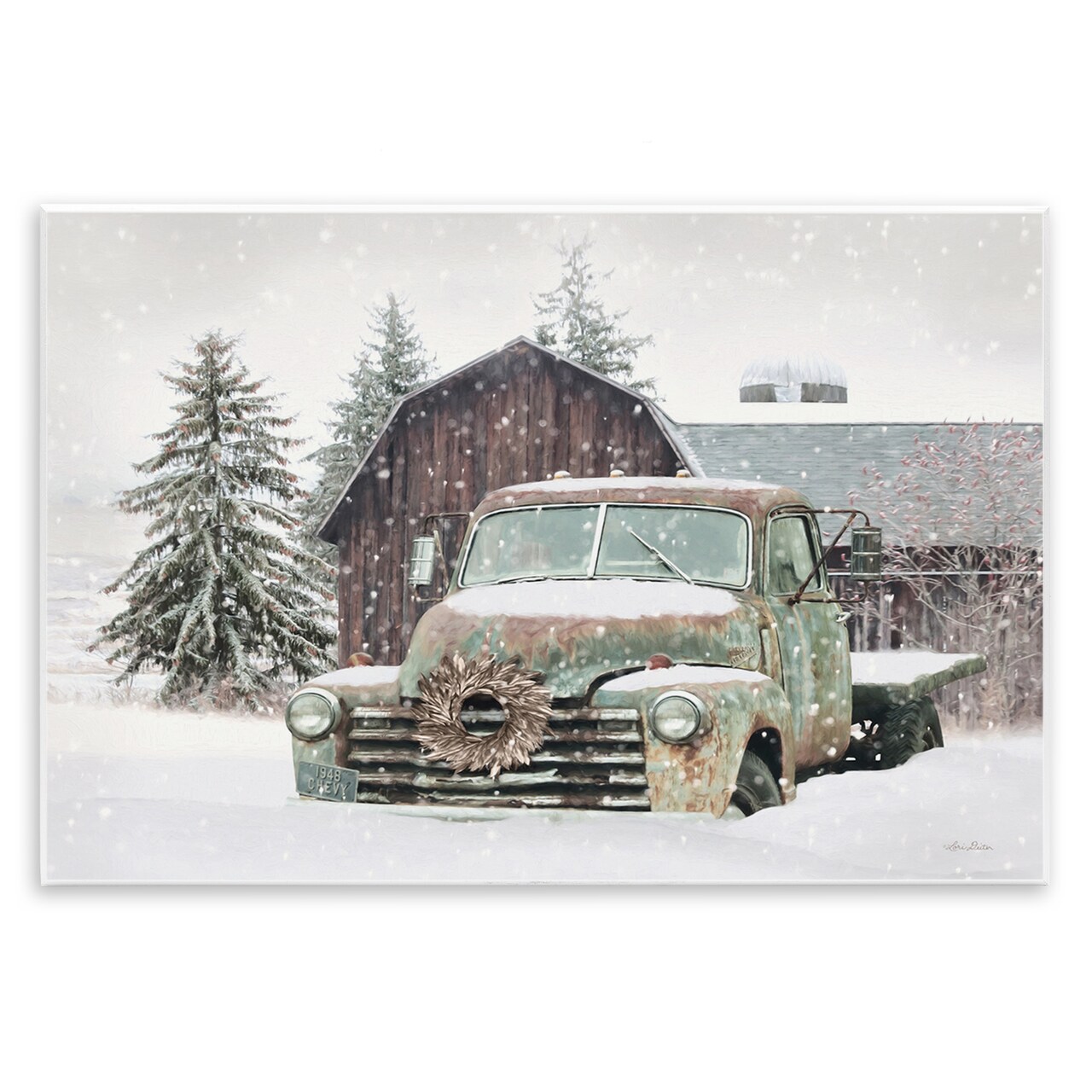 Stupell Industries Winter Rural Vintage Truck & Barn Wall Plaque Art